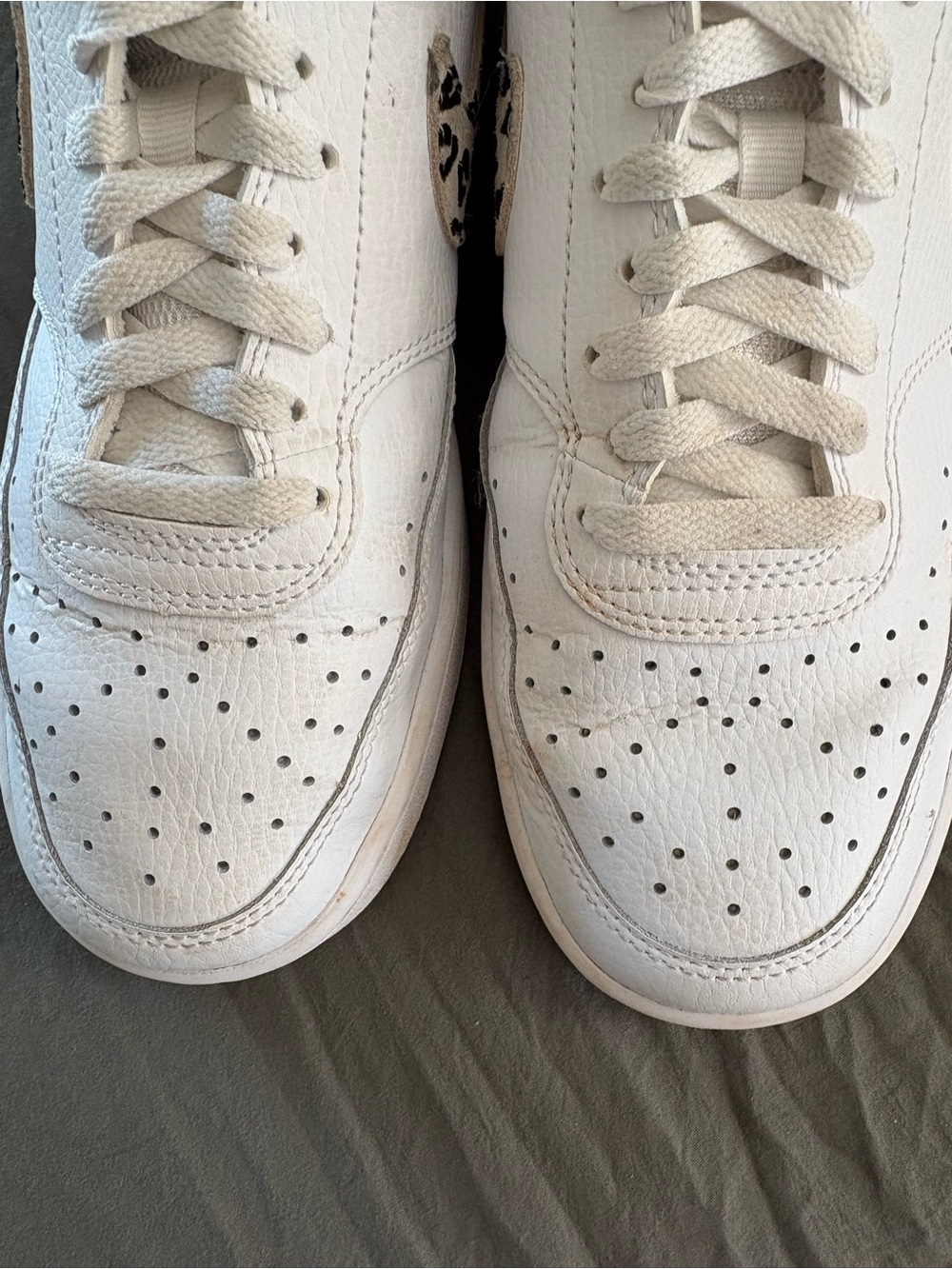 Nike Court Vision Low Leopard Swoosh White Leather. Size 9.5. - Picture 14 of 14